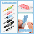 VZZNN 60 Pack Adhesive Pen Holder Clips, Colorful Silicone Pencil Holders for Desk, Wall, Whiteboard & Office Organization, Fits Markers, Pens, Pencils (60 Count, Six colors)