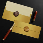 YooNotee 100 Count #10 Gold Metallic Business Envelopes, 80 lb, 4 1/8" x 9 1/2" Metallic Business Letter Size Envelopes, Peel & Press Square Flap, Printable for Professional Mailing and Office Use