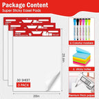 VISCOO Thickened Sticky Easel Pad, 20 x 23 Inches Flip Chart Paper for Teachers,Giant Self-Stick Chart Paper for Wall, Anchor Chart Paper for Office Classroom with Sticky Note, 90 Sheets/3 Pads
