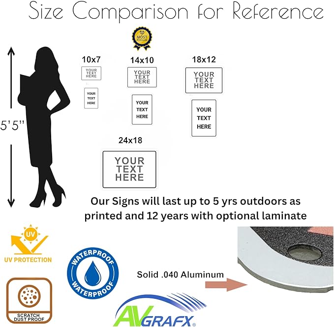 avgrafx Custom Metal Signs, 10x7 inches, Solid Aluminum, UV Printed, Portrait Orientation, No Soliciting, SIGNAGE, Residential & Commercial, Indoor & Outdoor, Door & Wall Mount, Home & Business