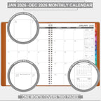 2026 Monthly Planner - 2026 Calendar/Planner 12 Months with Faux Leather, 8.86" x 11.4", Jan.2026 - Dec.2026, 15 Notes Pages, Strong Twin - Wire Binding, Pocket, Monthly Tabs, Perfect Organizer