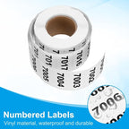 PATIKIL 0.8 x 1.6 Inch Inventory Number Sticker, 2 Roll 7001 to 8000 Consecutive Number Labels Self-Adhesive Labels Tag 1000 Stickers for Office Warehouse Numbering Classification, Black