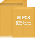 Motipuns 50 Pcs 12'' x 16'' Extra Large Mailing Envelopes 32lb with Gummed Flaps, Catalog Jumbo Craft Envelopes for Mailing, Storage and Organizing Documents Office Supplies(Yellow)
