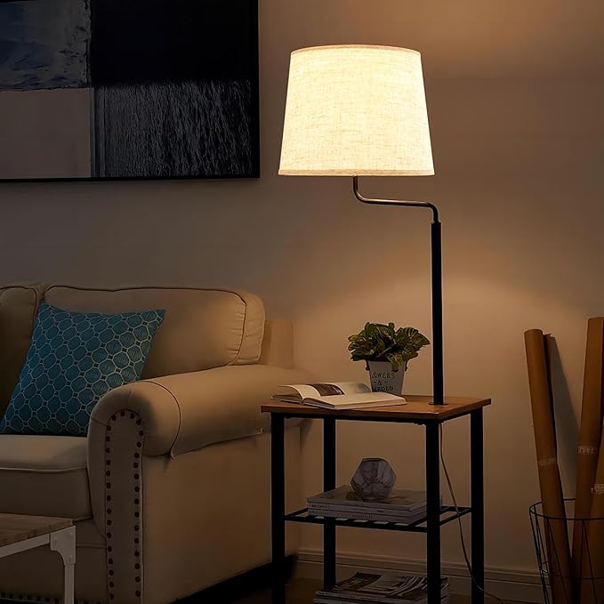 GO&SO Set of 2 Large Oatmeal Linen Drum Lamp Shade - 14"x16"x11" (Spider) - Modern Style Replacement Lampshade for Table, Floor & Bedside Lamps -Handcrafted Natural Linen Lamp Shade -Easy Assembly