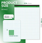 KAISA Graph Paper Legal Pads Writing Pads Recycled Paper 8.5"x11.75" Quad Ruled 4x4 Perforated 50sheets/pad Grid Paper Notepads Writing Tablet White For Office Supplies (White 6pad, 8.5x11.75'')