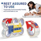 TegmenSeal Heavy Duty Clear Packing Tape with Dispenser Combo for Shipping, Moving & Storage,Thicker Clear Packing Tape, 1.88 inches Wide, 60 Yards Per Roll, 6 Pack 360 Total Yards