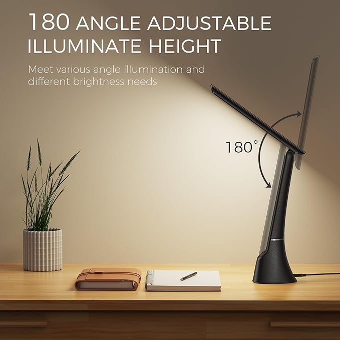 COTLIKE Light Therapy Lamp, 10000 LUX UV-Free LED Sunlight Light, Full Spectrum Mood Light, Touch Control Desk Lamp with Night Light Function Work Office Home -Black