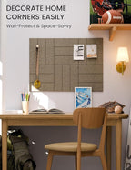 Fluxynara Felt Bulletin Board Tiles -28"x18" with 40 Adhesive Tabs, Cork Board Alternative for Office Decor, Push Pin Board Wall Organizer 6-Pack (Earth Brown)