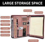 Geslun Personalized Vegan Leather Portfolio, Legal Size 8.5 x 14 Pad Holder, Custom Business Padfolio for Women, Zippered 14" Laptop Organizer, Professional Notepad Folio, Pink