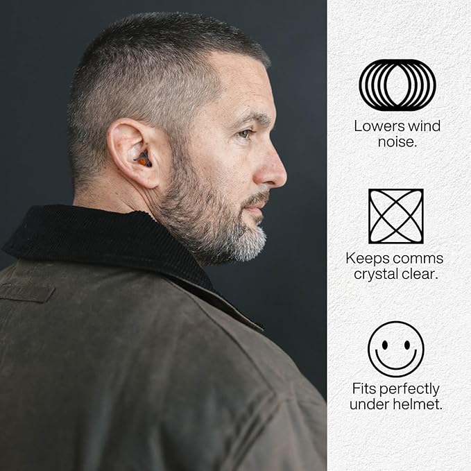 EARPEACE Moto PRO - Motorcycle Ear Plugs - Reusable Earplugs for Wind Noise Protection with High Fidelity Filter - Noise Canceling up to 24dB - Motorcycle Accessories - Includes Filter Set and Case