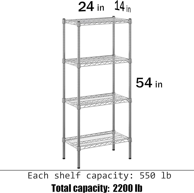 Regal Altair 14" Deep x 24" Wide x 54" Height Wire Shelving Kit | 4-Tier | NSF Commercial Storage Rack Unit