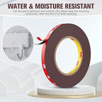 Double Sided Tape, Heavy Duty Mounting Tape Waterproof Foam Tape, 32FT Length, 0.39IN Width for LED Strip Lights, Home/ Office Decor, Made of 3M VHB Tape