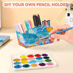 Zioffiel Scalloped Acrylic Pen Pencil Marker Cup Holder Organizer for Desk 4 Compartments, Clear Makeup Brush Holder With Removable Dividers
