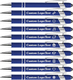 CRME Custom Engraved Ballpoint Pens Bulk Customized Metallic Printed Name Pens Black Ink Personalized Pen with Text Business Logo Smooth Writing for Professionals Ideal for Gifts and Office Blue Pen