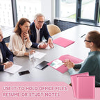 Henoyso 36 Pcs Plastic Folders with Clear Front Pockets Heavy Duty File Folders with 2 Pockets and Card Slot for Student Communication School Office Presentation Report (Pink)