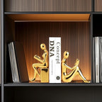 TYGKROF Decorative Bookends,Ceramic Statue Book Ends,Home Office Modern Bookends,Decor Aesthetic Reading Book Holders for Bookshelf,Bedroom Living Room Decoration Unique Bookends (Gold)