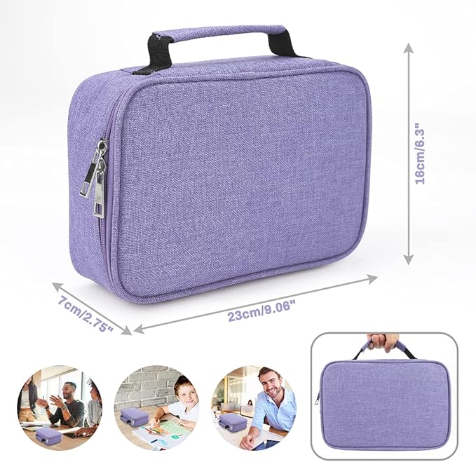 Number-one Large Capacity Pencil Case, 72 Slots Colored Pencil Pouch Bag Portable Pencil Holder Stationery Organizer with Compartments for Office and Travel, Purple