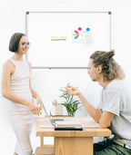 AMUSIGHT Double-Sided Magnetic Whiteboard, 24" x 18" Dry Erase Board Aluminum Frame for Wall, White Board Marker Board for Kitchen, Memo, School, Home, Office