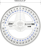 360° Protractor Pack of 5 Protactors Plastic Protractor Math Protractors Clear Protractor Ruler Drafting Tools Circle Protractor for Geometry