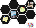 Uoisaiko 12" Large Bulletin Board with 30 Push Pins, Pack of 8 Hexagon Felt Pin Board Notice Boards for Home Office Kitchen, Felt Wall Tiles for Photos Memos