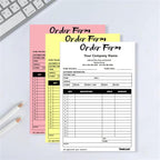Custom Invoice Book in 3-Part /2-Part Receipt Book with Carbon Copies Personalized Carbonless Service Invoice Form Books Sales Order Book with Company Name Logo Address,B-Order Form Book