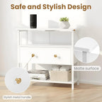Edbuosy 27 Inch Wide Night Stand with Charging Station, Wood Nightstand with Open Shelf, Large Drawer Bedside Table for Living Room/Bedroom/Office (White)