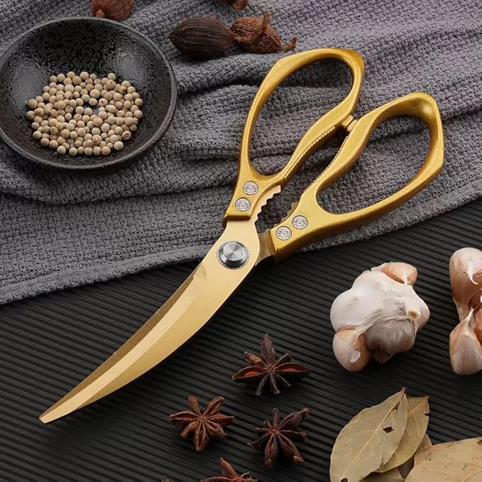 Large Ribbon Cutting Scissors,Heavy duty gold stainless steel scissors,With scissors and a pair of white gloves,Suitable for Ribbon-Cutting,Office,Home,and Crafts, Right/Left Handed (9.76 inches)