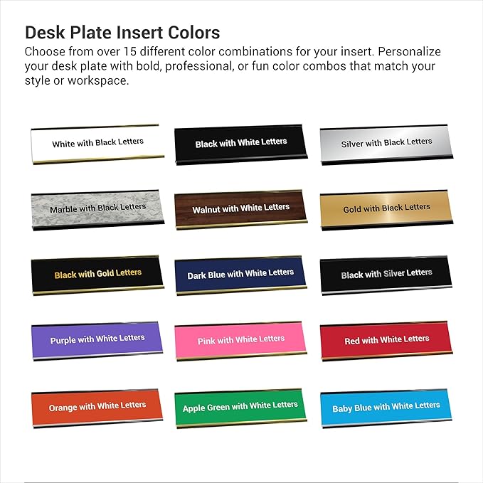 Custom Engraved Desk Plate | Personalized with your Name and Title | Perfect Decor for Office, Business, or Home | Multiple Font and Color Options | 2x8" or 2x10" (Dark Blue w/White Letters, 2x8")