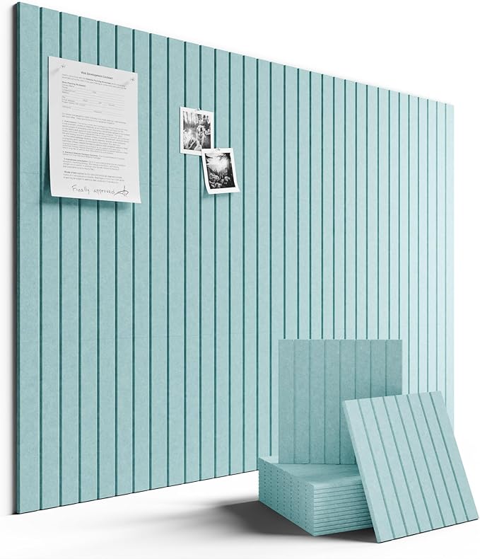 Large Felt Bulletin Board 48" x 36" Cork Board Alternative-12 Pack with 70 Safe Removable Adhesive Tabs, Cork Boards for Walls Felt Board for Home Office Classroom Pin Board-Seafoam Blue