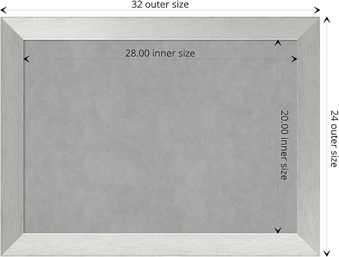 Amanti Art Silver Framed Magnetic Board 24x32 Medium Vision Board for use with Magnets, 100% Metal Sheet to Display Items as Office Decor or for Home Organization in mudroom, Kitchen or Kids Room