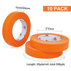 BOMEI PACK Orange Painters Tape 1 Inch - Paint Tape 10 Rolls x 1 Inch x 55 Yards - Painter's Tape Orange Masking Tape for Walls Painting, DIY Crafting, Decoration, and School Project, Total 550 Yards