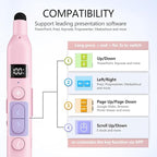 Norwii N21 Bluetooth Presentation Clicker with Telescopic Teaching Pointer, Presentation Remote with Retractable Stick for PowerPiont, Wireless Presenter, Slide Advancer - Pink