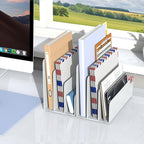 OUTIOE Mail Organizer Countertop, Small Desk File Organizer, Metal File Holder - Essential Workspace Organizers for Office Desk, Home Office (White)