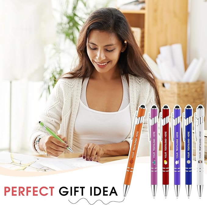 ENOMY Personalized Pens Bulk Free Engraved with Logo/Name/Message Black Ink Custom Pens Customized Stylus Ballpoint Pens Ideal Gifts for Business Anniversary (10)