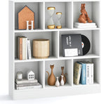 Tangkula 8-Cube Bookshelf, 39.5”L Floor Bookcase with 2 Anti-Tipping Kits, Freestanding Storage Organizer, 4-Tier Display Shelf for Home, Office & Dorms, Natural/White (White, 8-Cube)