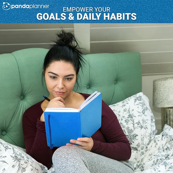 Panda Planner Classic A5 Daily Planner 2026 – Undated Daily & Quarterly Planner with Hourly Schedule, Productivity Calendar, To Do List, Goal Planner, Habit Tracker & Gratitude Journal for Home or Office – Blue