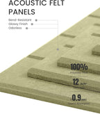 Fluxynara Large Felt Bulletin Board 48" x 36" Cork Board Alternative-12 Pack with 70 Safe Removable Adhesive Tabs, Cork Boards for Walls Cork Board for Home Office Classroom Pin Board (Olive Green)