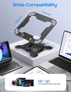 JCZT Adjustable Laptop Stand for Desk, 360° Rotating Base Ergonomic Computer Stand, Laptop Riser Foldable Protable for Office Home Fits Compatible with MacBook Pro/Air Notebook up to 10-16" Black