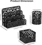 EasyPAG Desk Organizers and Accessories 3 Pieces Office Organizer Set - Pen Holder for Desk, Mail Sorter Countertop and Sticky Note Holder, Black