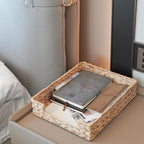 Set of 2 Water Hyacinth Letter Tray for A4 File Desk Mail Letter-Size Paper, Basket Woven Organizer, Magazine Files Storage, Office Document Organizer and Storage
