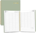 SUNEE 2026 Daily Planner,4-Person Group Appointment Book with Quarter-Hourly Layout. Weekly & One-Page-Per-Day Format, Jan to Dec 2026, 8.5"x11",Weekly Planner, Flexible Cover, Note Pages, Bookmark, Black,Sage Green