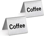 New Star Foodservice Stainless Steel Table Tent Sign (Silver (Coffee), 2 x 2-Inch (Set of 2))