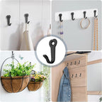 ZAYBOD 15 Utility Hooks Wall Mounted with 30 Screws - Black Heavy Duty Hooks for Coat, Robe, Bag, Key | Garage Entryway Hanging Organizer, Closet & Bathroom Hardware