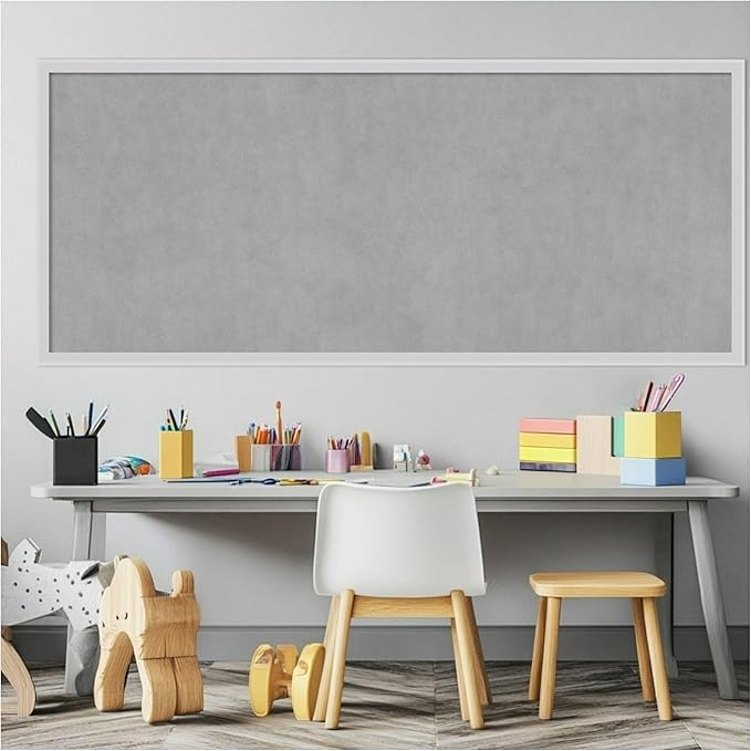 Amanti Art Silver Framed Magnetic Board 21x49 Oversize Vision Board for use with Magnets, 100% Metal Sheet to Display Items as Office Decor or for Home Organization in mudroom, Kitchen or Kids Room