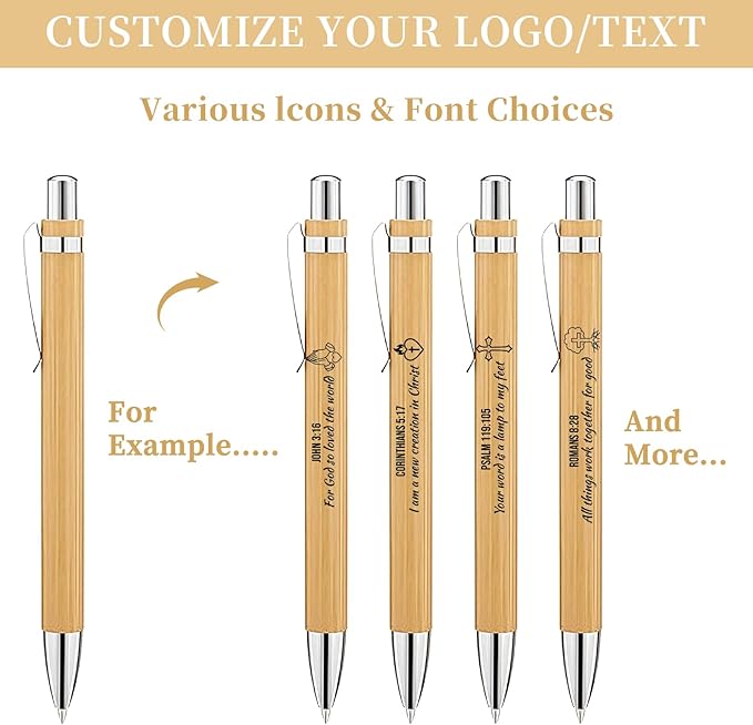 Auto-aAtend Personalized Bamboo Pens with Name Logo Text Custom Bamboo Wooden Pen Retractable Black Ink 1mm Ballpoint Pen for Writting Office Gifts