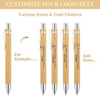 Auto-aAtend Personalized Bamboo Pens with Name Logo Text Custom Bamboo Wooden Pen Retractable Black Ink 1mm Ballpoint Pen for Writting Office Gifts