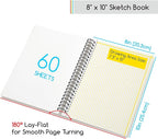 MEEDEN 8"x10" Sketchbook Paper Pad: 122lb/180gsm Spiral Bound Art Sketch Book with DIY Cover for Artists Adults - 60 Sheets Heavy Weight Hardcover Sketch Drawing Paper for Painting Sketching Writing