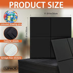 12-Pack Large Felt Bulletin Board 48" x 36" Cork Board Alternative, with 30 Pushpins, 70 Adhesive Tabs, Slat Wall Paneling, Cork Boards for Office Push Pin Board Felt Board-Black