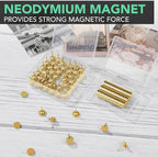 E BAVITE 80 Set Magnetic Push Pins,Flat Push Pin, Magnetic Thumb Tacks for Wall Bulletin Board Poster and Photo Hangers (Gold)