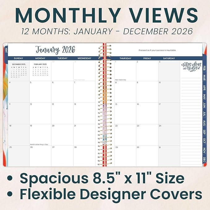 bloom daily planners 2026 Planner (January to December) - 8.5” x 11” Weekly & Monthly Dated Agenda Organizer Book with Stickers & Tabs - Flexible Soft Cover - Brilliant Brushstrokes